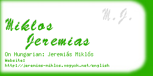 miklos jeremias business card